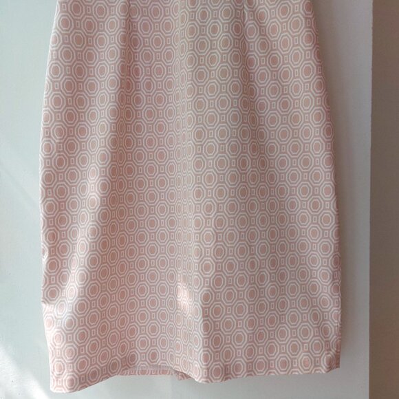NWOT Stretch Cotton Sheath Dress Pink Geometric Print Pattern - Picture 3 of 8